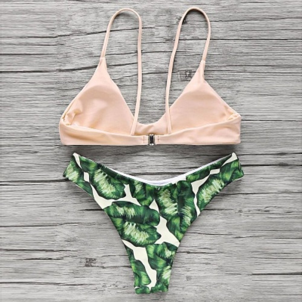 ✨Peach Pink Tropical Palm Leaf Tahiti Bikini Set ✨ - Picture 2 of 8